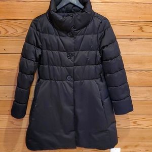 kate spade Cyndy Logo Button Flared Down Puffer Coat